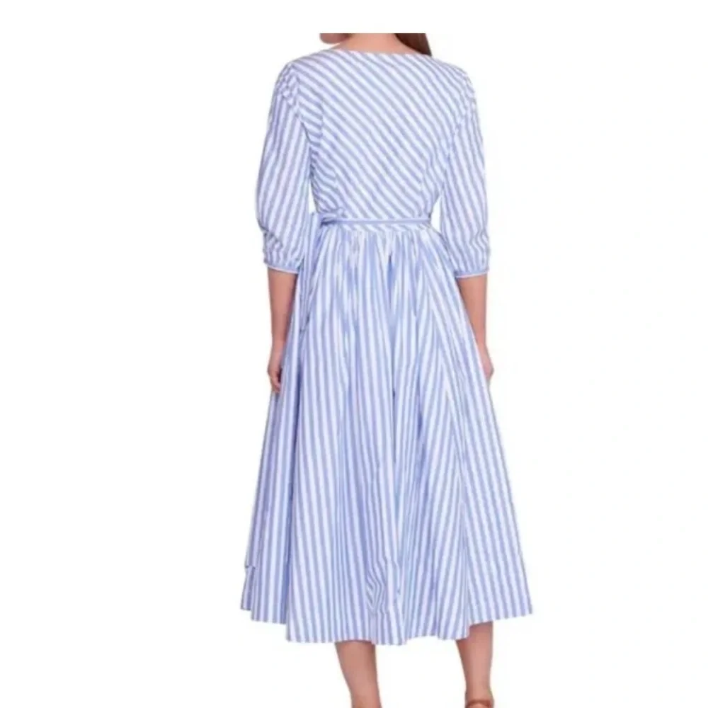 STAUD Blue and White Striped Long Sleeve Dress - Picture 6 of 6
